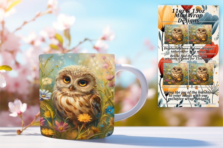 Colorful Owl Wrap for Spring Mugs