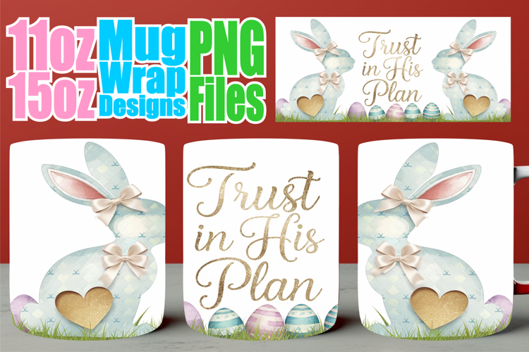 Blissful travels 11oz 15oz sublimation wrap, Easter Bunny