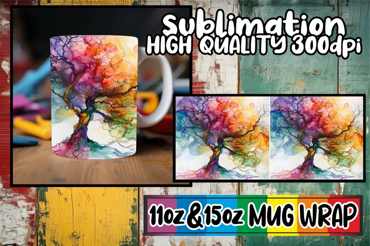 Whimsical Blossoms Mug Sublimation Wrap - Spring Design