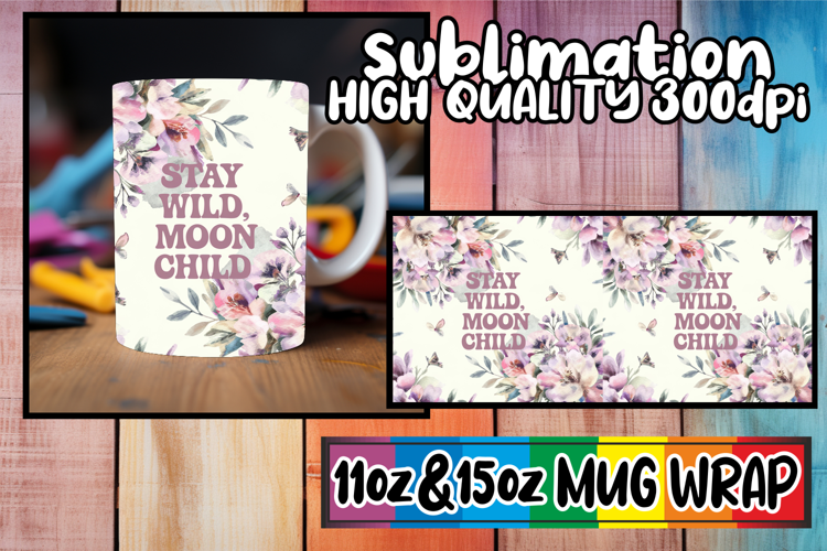 Joyful sips 11oz 15oz sublimation wrap, Flower Quote