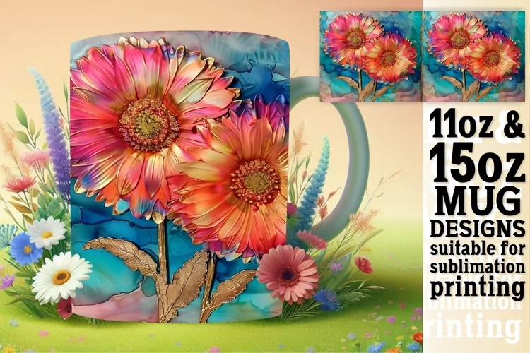 Glittery 3D Spring Blossom Wonderland Mug Wrap: Sublimation