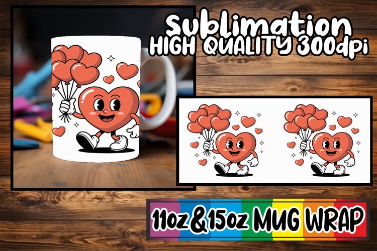Happy dreams 11oz 15oz sublimation wrap, Valenines Heart example image 1