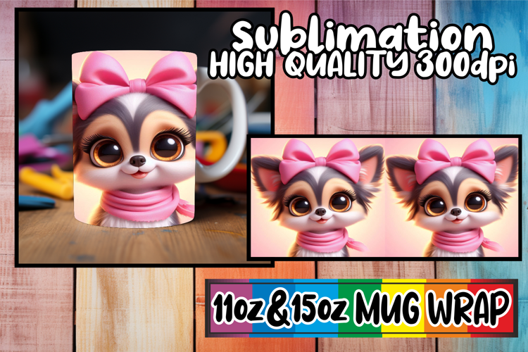 Joyful heart sublimation mug wrap, 3D Dog