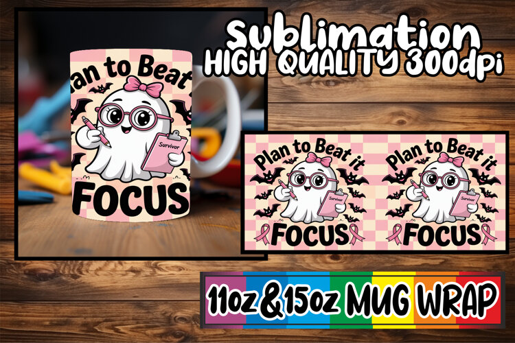 Joyful heart sublimation mug wrap, Ghost Cancer example image 1