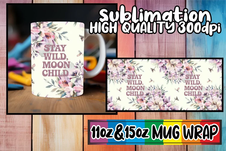Magical vibes 11oz 15oz sublimation wrap, Flower Quote