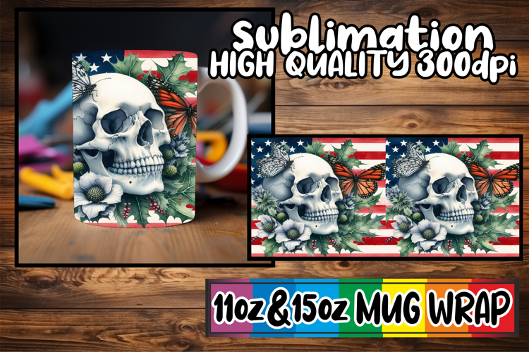 Vibrant joy 11oz 15oz sublimation wrap, Skull USA