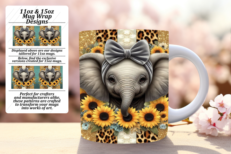 Colorful 11oz Mug Wrap Png Design , Cute Animals