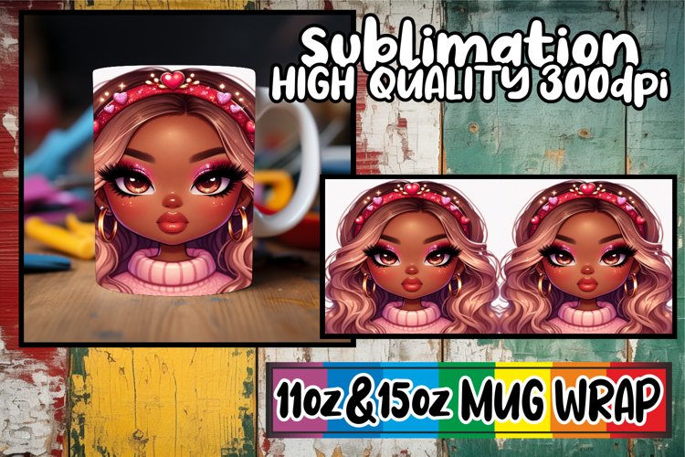 Playful mornings 11oz 15oz sublimation wrap, Love Girl example image 1
