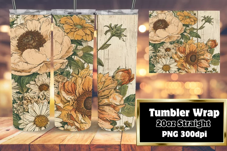 Timeless Vintage Flower Tumbler Wrap - 20oz Dream