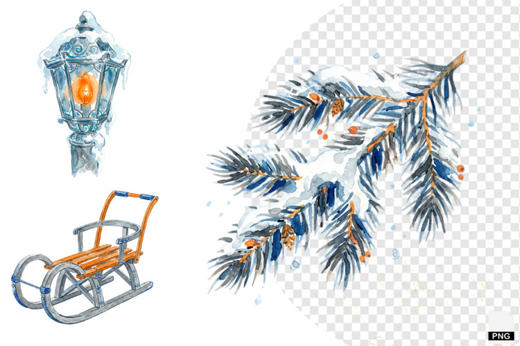 Winter Village Clipart example image 1