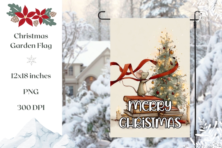 Merry Christmas Garden Flag, Christmas Tree Sublimation