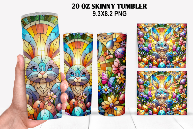 Bunny Skinny Tumbler 20oz Wrap Design, Easter Tumbler PNG