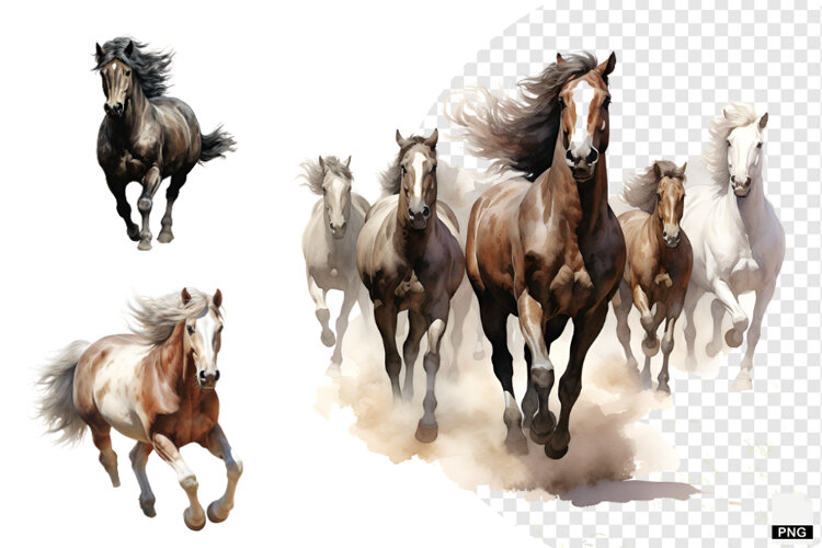 Watercolor Horse PNG example image 1
