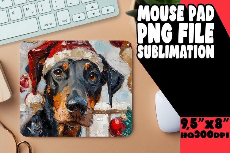 Christmas Winter Mouse Pad Peeking Dog Holiday