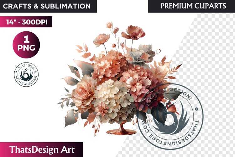 Ethereal Floral arrangements Clipart PNG Rose gold and blush