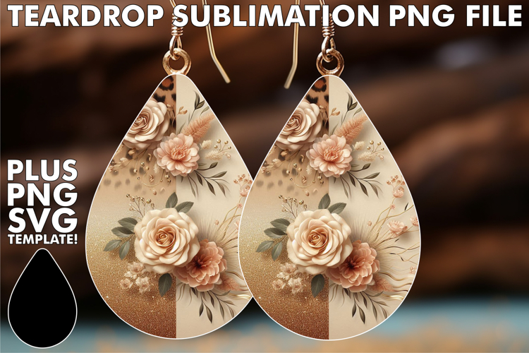 Dazzling Teardrop Earrings Art PNG, Leopard Prints