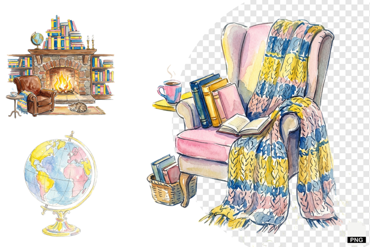 Winter Inside Library Clipart