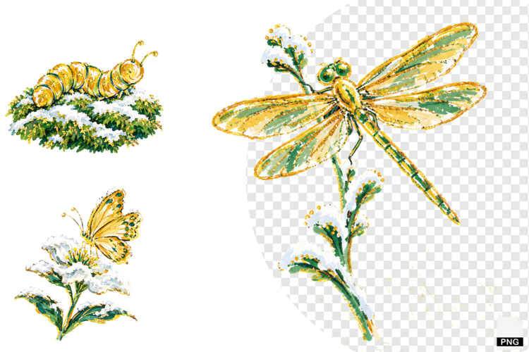 Winter Insect Garden Clipart