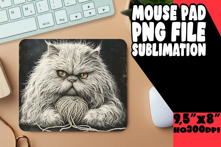 Cheerful Cat Design Mouse Mat