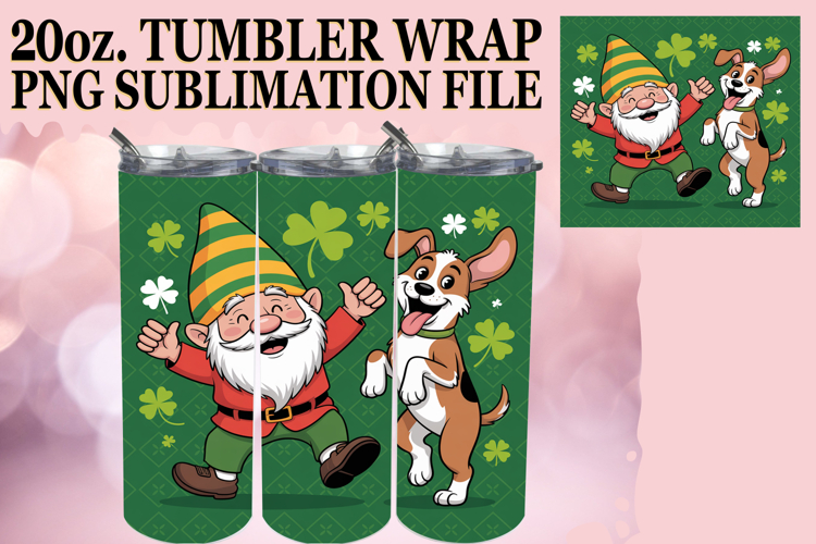 Joyful vibes 20oz tumbler wrap, St Patricks example image 1