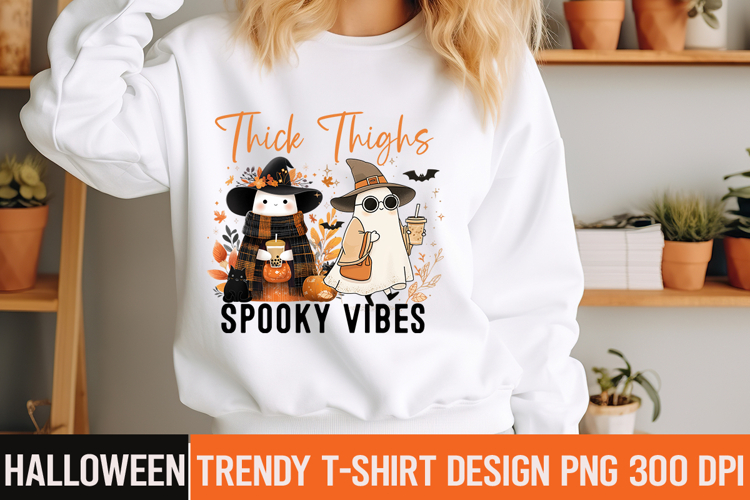 Thick Thighs Spooky Vibes Sublimation Design