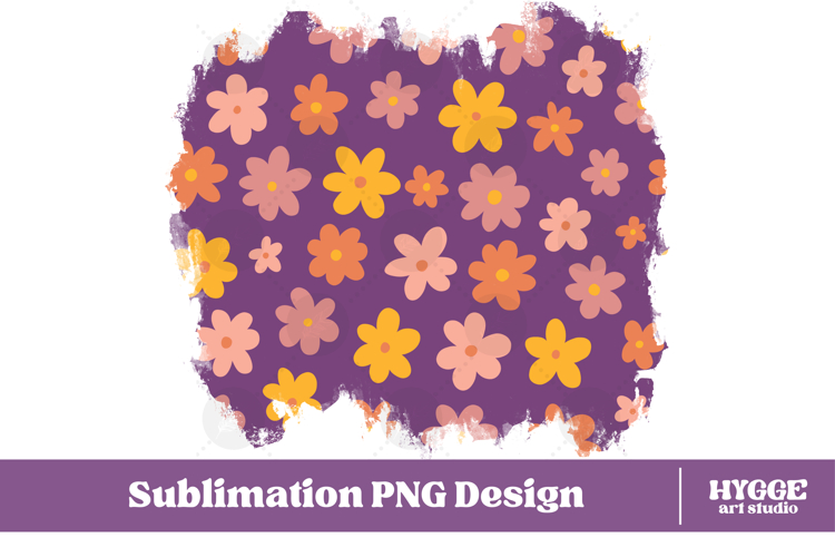 Retro Flowers Background Png Floral Paper Sublimation Splash