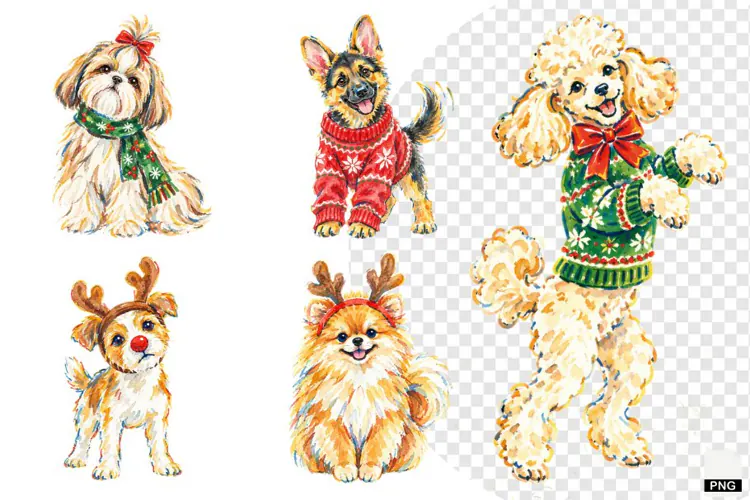 Christmas Dogs PNG