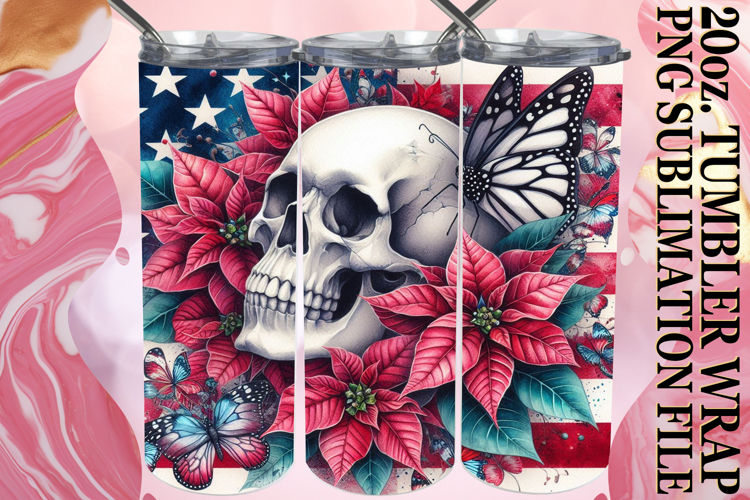 JOYFUL ESCAPES 20oz TUMBLER WRAP, Skull USA