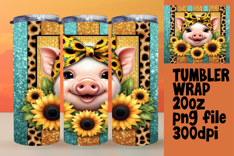 RADIANT 20oz Tumbler PNG Design , Cute Animals