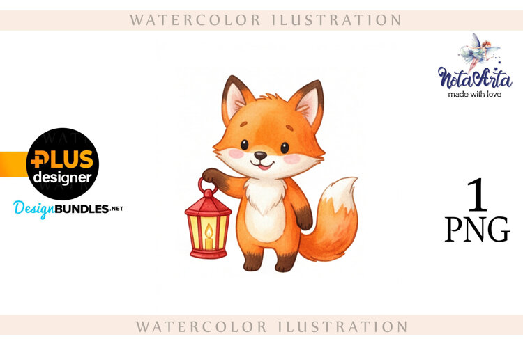 Illustration of a cute Christmas fox example image 1