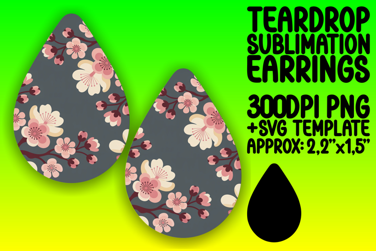 Chic Teardrop Earrings Design PNG Art , Flowers