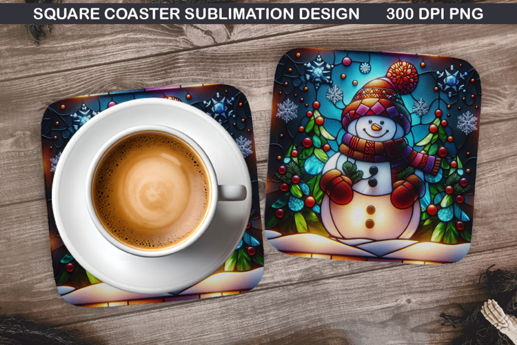 Snowman Coaster Sublimation, Christmas Coaster PNG Design