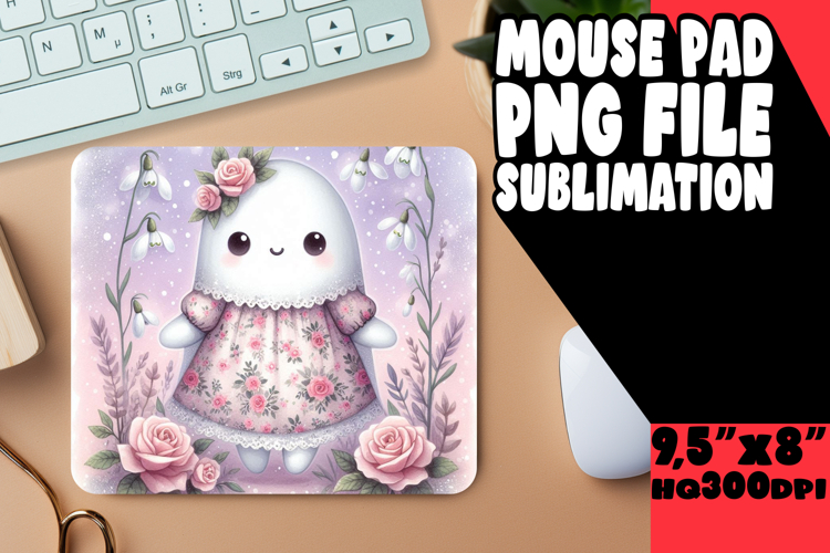 CHEERFUL MOUSE PAD SUBLIMATION PNG, Cute Ghost