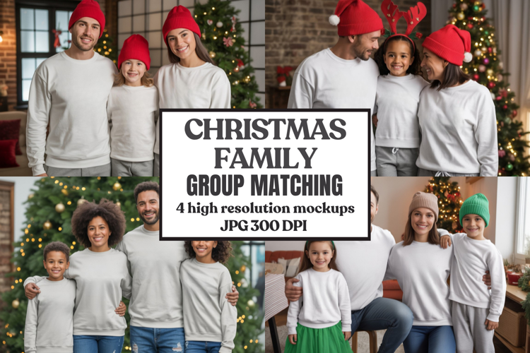 Christmas Family Matching T-Shirt Mockups | Holiday Group