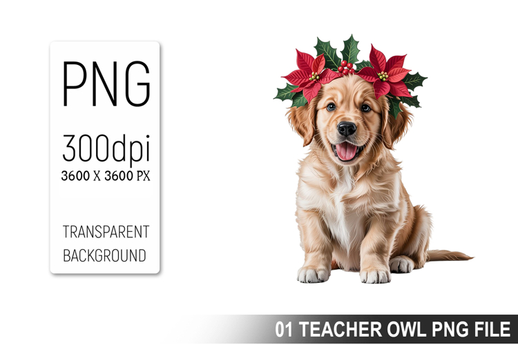 Cute Floral Dog, Animal Sublimation Clipart PNG