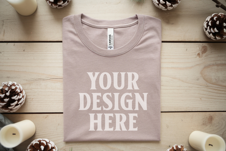 Christmas Bella Canvas 3001 Athletic Heather Folded Tshirt