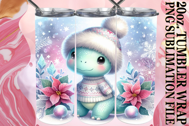 Sweet Sublimation 20oz tumbler wrap, Cute Dino