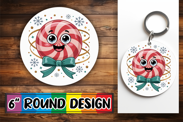 Cozy Keychain Round Design, Cute Christmas
