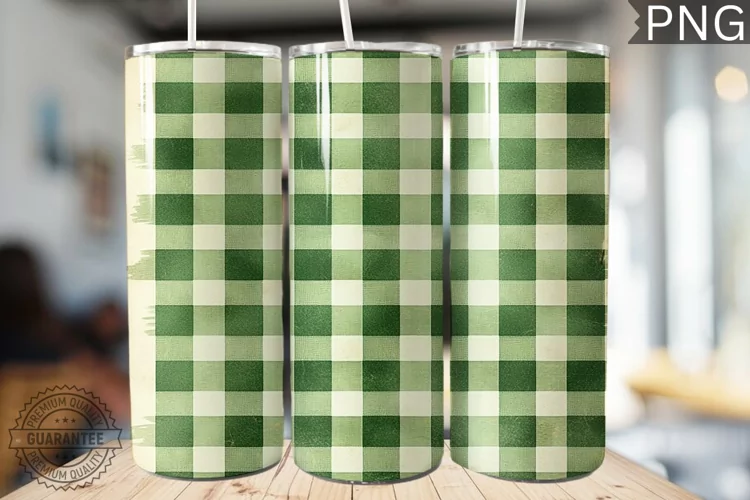 Green Plaid Tumbler Wrap - High Quality 300 Dpi