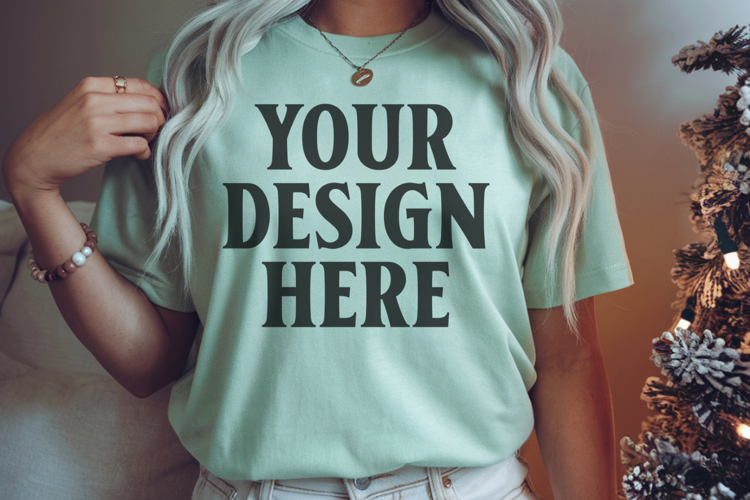 Bay Comfort Colors 1717 Christmas Shirt Mockup, Cozy Mockup