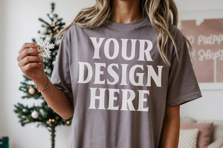 Christmas Comfort Colors 1717 Pepper T-Shirt Mockup Real