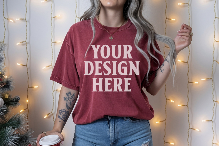 Crimson Christmas Comfort Colors 1717 TShirt Mockup,cc17