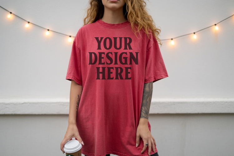 Christmas Comfort Colors 1717 Crimson TShirt Mockup, CC 1717