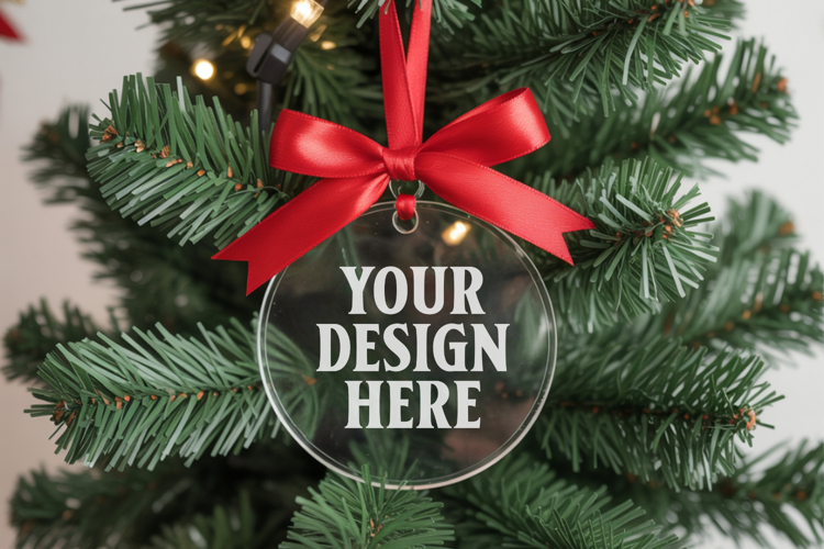 Acrylic Christmas Ornament Mockups , acrylic blank mockup
