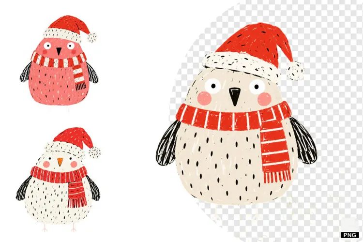 Quirky Christmas Birds PNGs