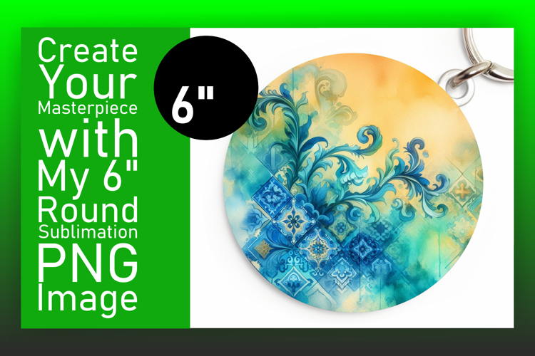Trendy Round Design for Keychain Art , Watercolor Patter