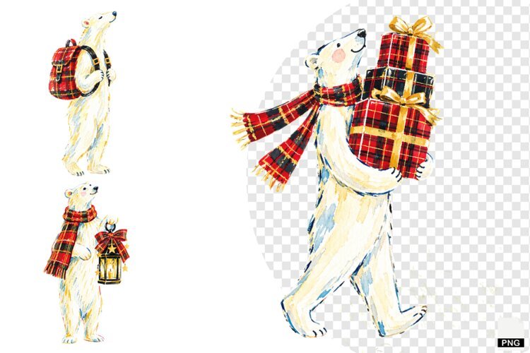 Christmas Polar Bear PNG example image 1