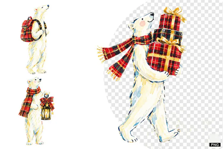 Christmas Polar Bear PNG