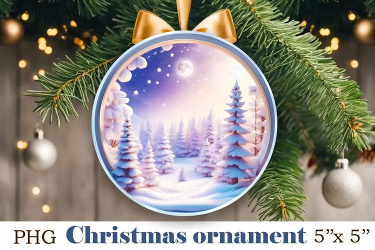 Sublimation Christmas Ornament, 3D Round Ornament Png