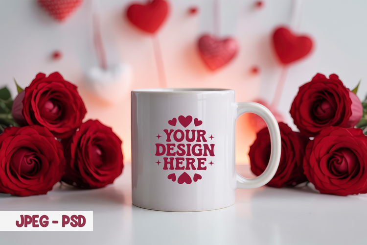 Valentine Minimal Mug PSD JPEG Mockup
